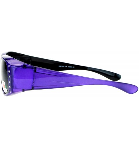 Rectangular Polarized Glare Free Rhinestone Womens Fitover OTG 57mm Sunglasses - Purple - CY12BWPH1LT $10.66