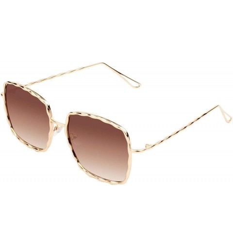 Square Women Classic Square Sunglasses - Gold/Brown - CJ18WU8TXKQ $16.65