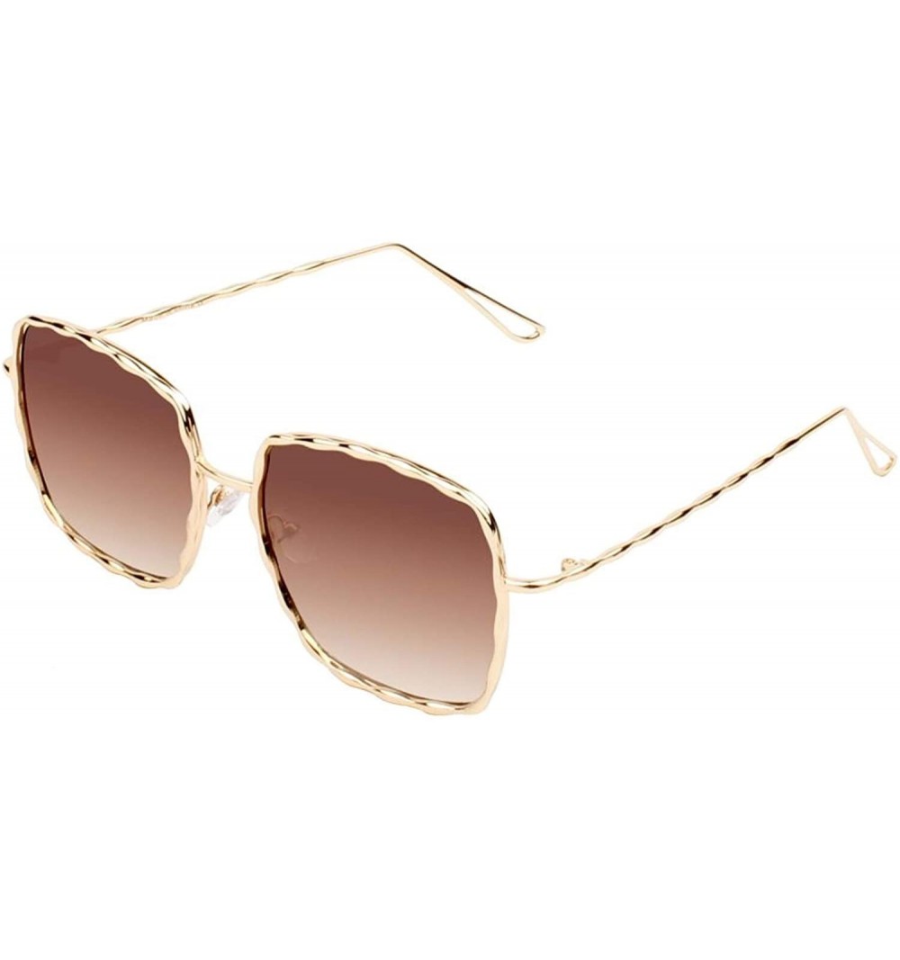 Square Women Classic Square Sunglasses - Gold/Brown - CJ18WU8TXKQ $16.65