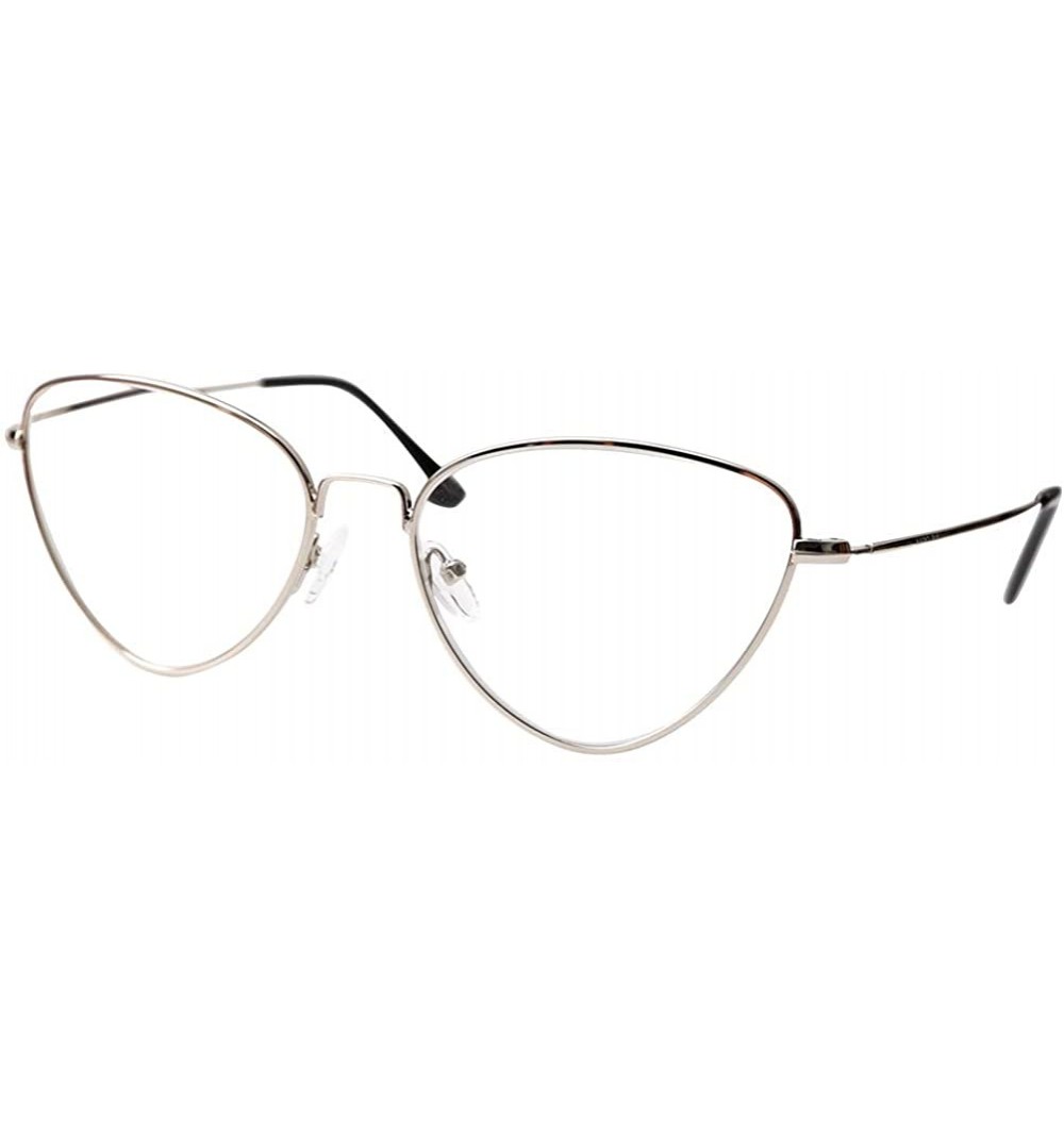 Cat Eye Womens Alloy Frame Cat Eye Reading Glasses with Gift Chain - Silver - CW18Y2IRIIE $9.58