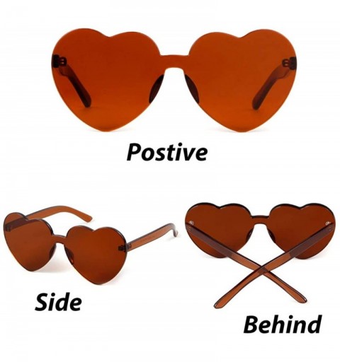 Rimless Heart Shaped Rimless Sunglasses Clout Goggles Candy Clear Lens Sun Glasses for Women Girls - Brown - C0192KQ6R7H $8.80