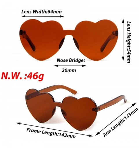 Rimless Heart Shaped Rimless Sunglasses Clout Goggles Candy Clear Lens Sun Glasses for Women Girls - Brown - C0192KQ6R7H $8.80