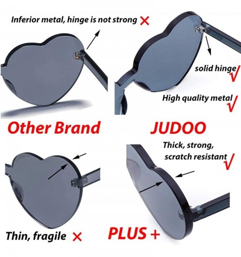 Rimless Heart Shaped Rimless Sunglasses Clout Goggles Candy Clear Lens Sun Glasses for Women Girls - Brown - C0192KQ6R7H $8.80