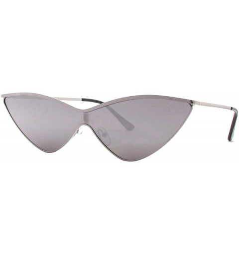 Cat Eye Cat Eye Flat Lens Metal Sunglasses - Silver Mirror - CH18QHKXISS $11.76