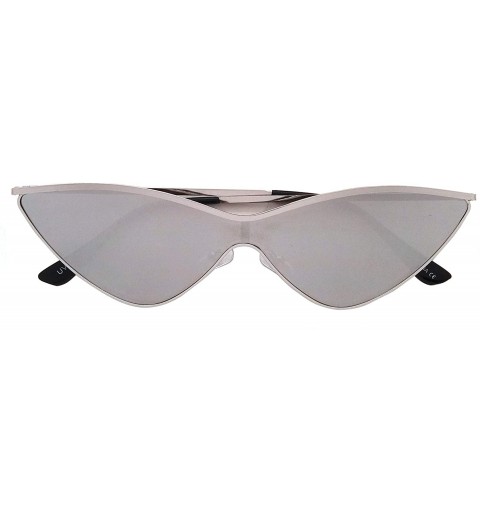 Cat Eye Cat Eye Flat Lens Metal Sunglasses - Silver Mirror - CH18QHKXISS $11.76