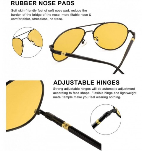 Aviator Polarized Glasses Classic Aviator - Black Frame / Yellow Night-driving Glasses - CQ18UMC8GL7 $14.27