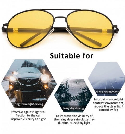 Aviator Polarized Glasses Classic Aviator - Black Frame / Yellow Night-driving Glasses - CQ18UMC8GL7 $14.27