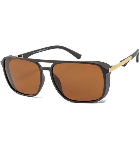 Square Fashion Polarized Sunglasses Men's Outdoor Windproof Sunglasses - Tawny C2 - CB1905MNZNU $16.49