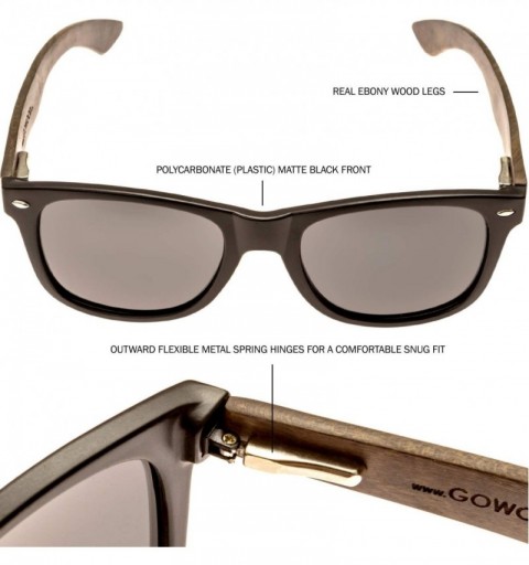 Wayfarer Ebony Wood Sunglasses For Men and Women with Black Polarized Lenses - CF183G38HAO $37.20