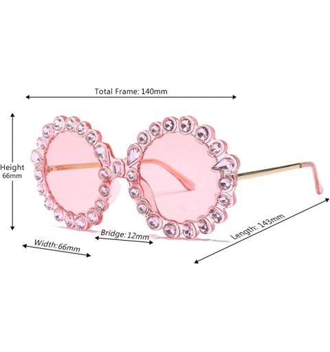 Oval Fashion Round Sunglasses Crystal plastic Frame glasses for women UV400 - Pink - CM18N6RN64U $9.21