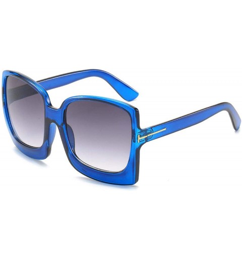Oversized Fashion Oversized Women Sunglasses Brand Designer Plastic Female Big Frame Gradient Sun Glasses UV400 - Blue - C119...