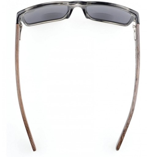 Rectangular Mens Spring Hinges Wood Temples Bifocal Stylish Sunglasses Readers - Grey - CH180OGUG93 $8.06