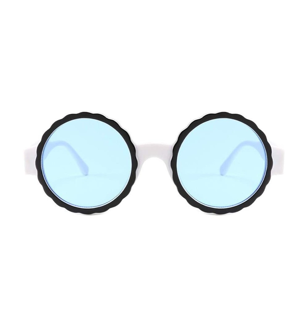 Round Fashion Round Frame Mask Sunglasses Integrated Gas Glasses for Woman (Blue) - Blue - CC18R2GQ96A $9.50