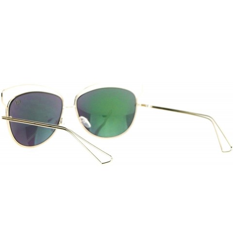 Butterfly Butterfly Cateye Sunglasses Womens Metal Wired Rim Fashion Shades - Gold (Pink Green Mirror) - C31884X9I27 $13.31