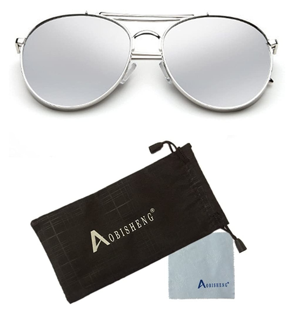 Aviator Fashion Aviator Metal Frames Mirror Sunglasses - Silver - silver - CW12GYL0P37 $8.46