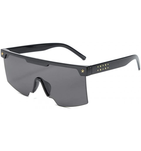 Aviator One-Piece Big Frame Sunglasses for Men and Women 2124 - Black - CF18AN4IRMH $20.23