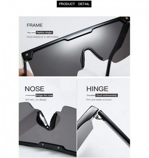 Aviator One-Piece Big Frame Sunglasses for Men and Women 2124 - Black - CF18AN4IRMH $9.74