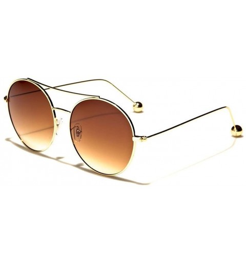 Aviator Round Aviator Sunglasses - Brown/Gold - CG18DNIEEYE $10.53