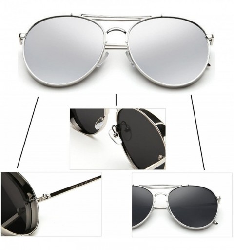 Aviator Fashion Aviator Metal Frames Mirror Sunglasses - Silver - silver - CW12GYL0P37 $8.46
