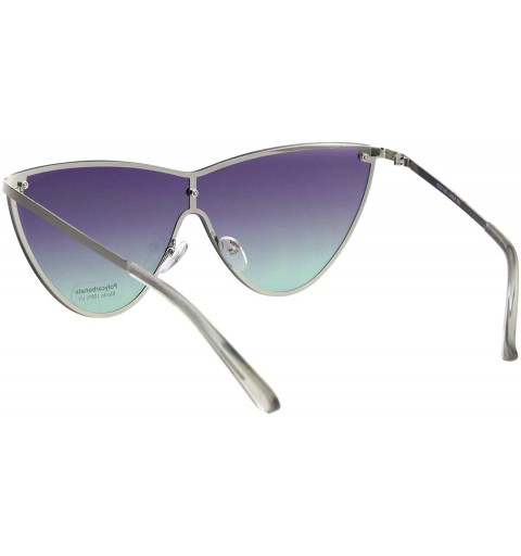 Oversized Womens Shield Exposed Edge Chic Large Cateye Sunglasses - Purple Green - CT18H6Q9Q65 $12.71