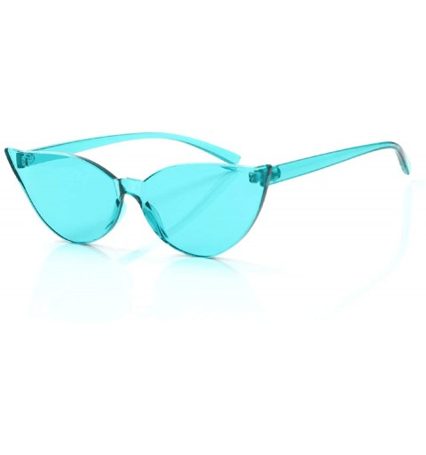 Oval Cat Eye Rimless Sunglasses Oversized One Piece Colored Transparent Eyewear Retro Eyeglasses for Women Men - CD18HYHIOS2 ...
