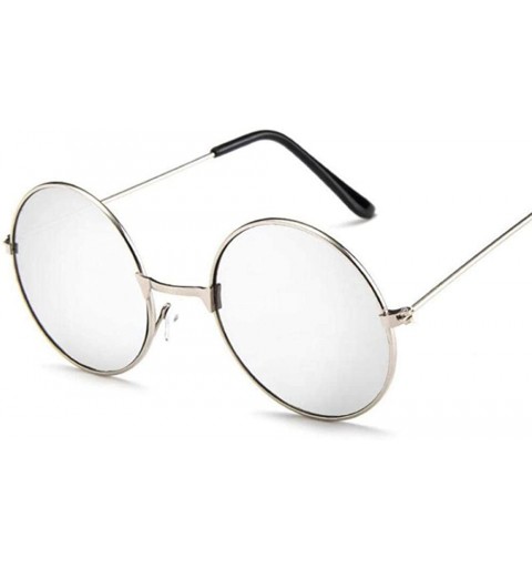 Aviator 2019 Women Men Sunglasses Round Metal Frame Brand Designer Mirrored Blue - Tea - C518YKT7XTQ $8.50