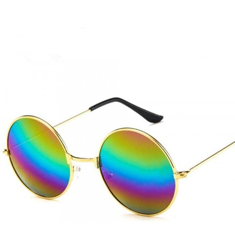 Aviator 2019 Women Men Sunglasses Round Metal Frame Brand Designer Mirrored Blue - Tea - C518YKT7XTQ $8.50