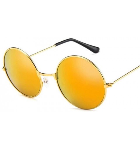 Aviator 2019 Women Men Sunglasses Round Metal Frame Brand Designer Mirrored Blue - Tea - C518YKT7XTQ $8.50