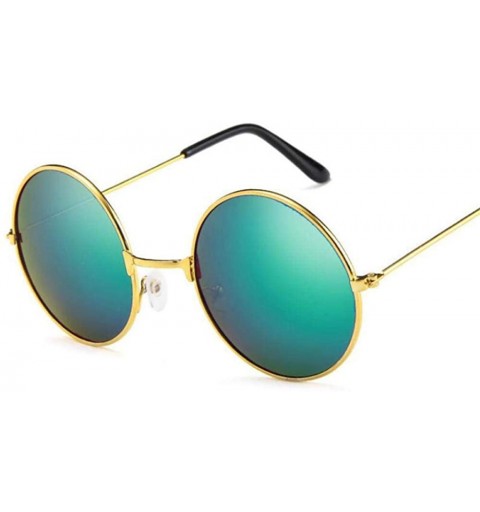 Aviator 2019 Women Men Sunglasses Round Metal Frame Brand Designer Mirrored Blue - Tea - C518YKT7XTQ $8.50