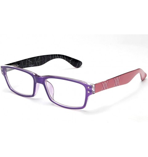 Square Newbee Fashion-"Wave" Full Thick Frame Spring Temple Design Fashion Reading Glasses - Purple - CQ127DQ5YAF $12.24