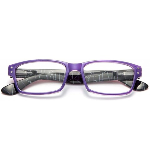 Square Newbee Fashion-"Wave" Full Thick Frame Spring Temple Design Fashion Reading Glasses - Purple - CQ127DQ5YAF $12.24