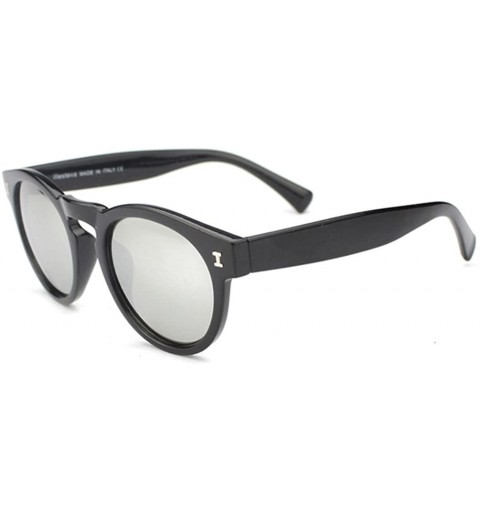 Oval Tropical Retro Sunglasses Positive Life Style Mirror Lens eyewear 48mm - Black/Siliver - C612DAQ2EL9 $14.07