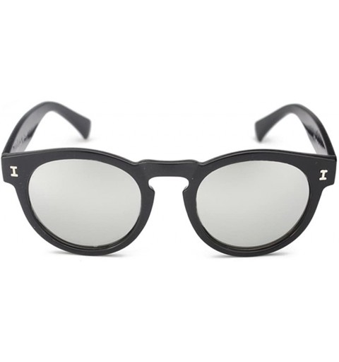 Oval Tropical Retro Sunglasses Positive Life Style Mirror Lens eyewear 48mm - Black/Siliver - C612DAQ2EL9 $14.07