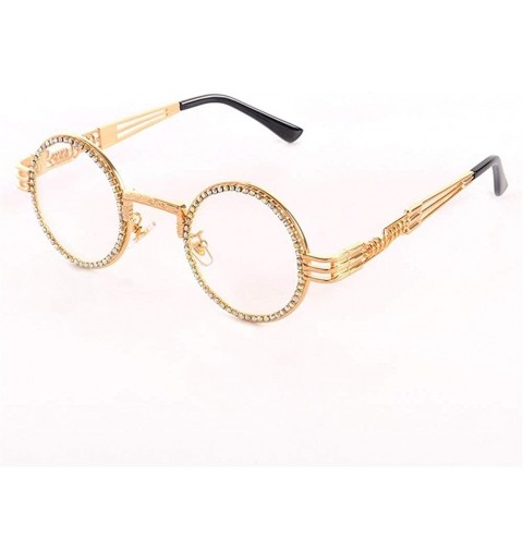 Round 2020 Vintage Round Diamond Sunglasses Women Luxury Red Black Clear Lens Rhinestone Eyeglasses UV400 - 6 - CZ198GCCD82 $...