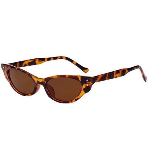 Rimless Women Men Vintage Cat Eye Sunglasses Fashion Irregular Sun Glasses Retro Eyewear - Brown - C6196IYQ9TM $11.10