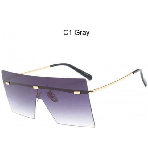 Oversized Oversized Sunglasses Vintage Rimless Eyewear - C1 Gray - CB199GZW6MY $22.28