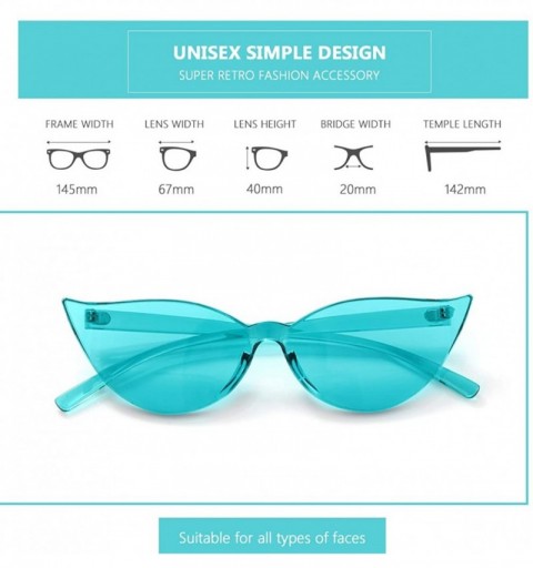 Oval Cat Eye Rimless Sunglasses Oversized One Piece Colored Transparent Eyewear Retro Eyeglasses for Women Men - CD18HYHIOS2 ...