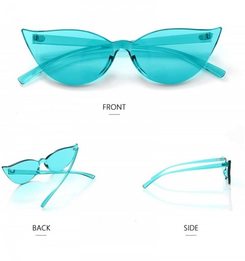 Oval Cat Eye Rimless Sunglasses Oversized One Piece Colored Transparent Eyewear Retro Eyeglasses for Women Men - CD18HYHIOS2 ...
