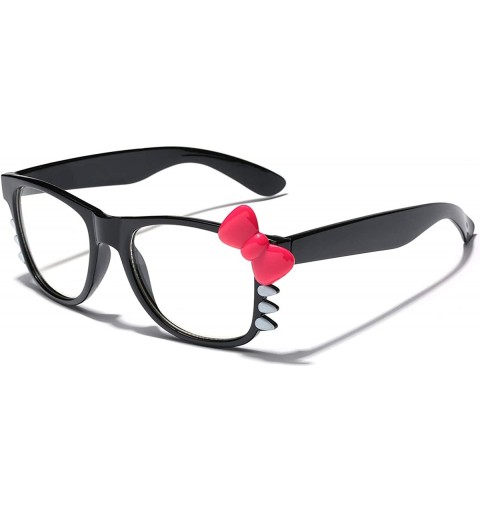 Wayfarer Non-Prescription Clear Lens Hello Kitty Bow Tie Women Girls Fashion Glasses - Black - Hot Pink Bow Tie - C811P3R0JQ7...
