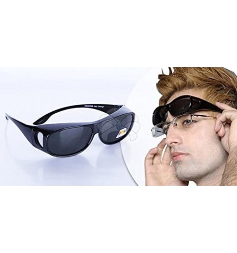 Rectangular Fitcover CoverLens CoverOver Sunglasses WearOver Prescription Glasses Polarized many sizes - Medium Black 63mm - ...