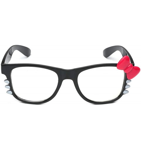 Wayfarer Non-Prescription Clear Lens Hello Kitty Bow Tie Women Girls Fashion Glasses - Black - Hot Pink Bow Tie - C811P3R0JQ7...