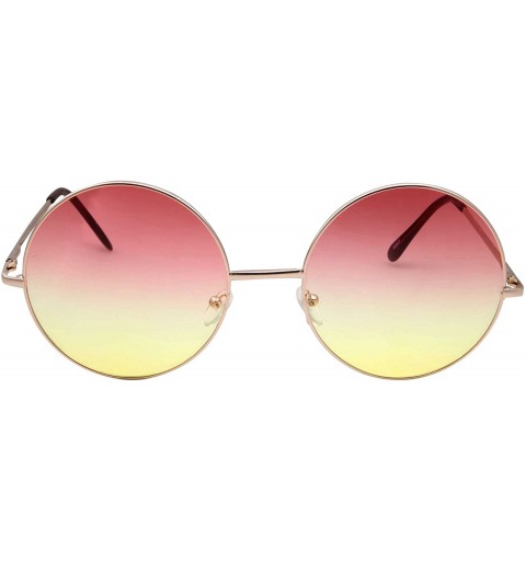 Round Dessert Flavor Inspired Hippie Retro Sunglasses 70's Oversize Circle Lens Round Lennon - Pink Lemonade - CM12OBVV6OA $7.86
