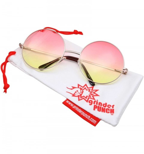 Round Dessert Flavor Inspired Hippie Retro Sunglasses 70's Oversize Circle Lens Round Lennon - Pink Lemonade - CM12OBVV6OA $7.86