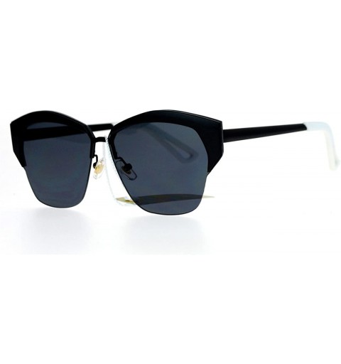 Square Womens Designer Sunglasses Half Rim Metal Top Trendy Flat Lens Shades - Black - C012B0687NL $13.84