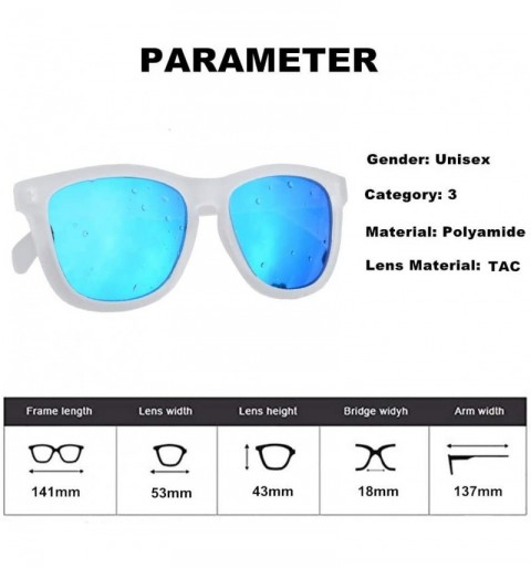 Wayfarer Clear Frame Sunglasses Mirrored Polarized Lightweight Square UV400 (Matt Clear/ Ice Blue) - Matte Clear/ Ice Blue - ...