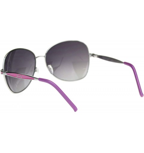 Rectangular Giselle Womens Metal Rim Designer Fashion Butterfly Sunglasses - Silver Purple Smoke - CN18RRSILCX $9.96