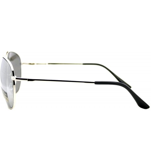 Aviator Air Force Classic Round Aviator Sunglasses Silver - Mirror Lens Spring Hinge - CI187KWWHK2 $8.81