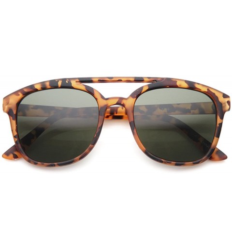 Aviator Squared Bold Frame Plastic Aviator Sunglasses - Matte-tortoise Green - CD11XUNUPND $10.78
