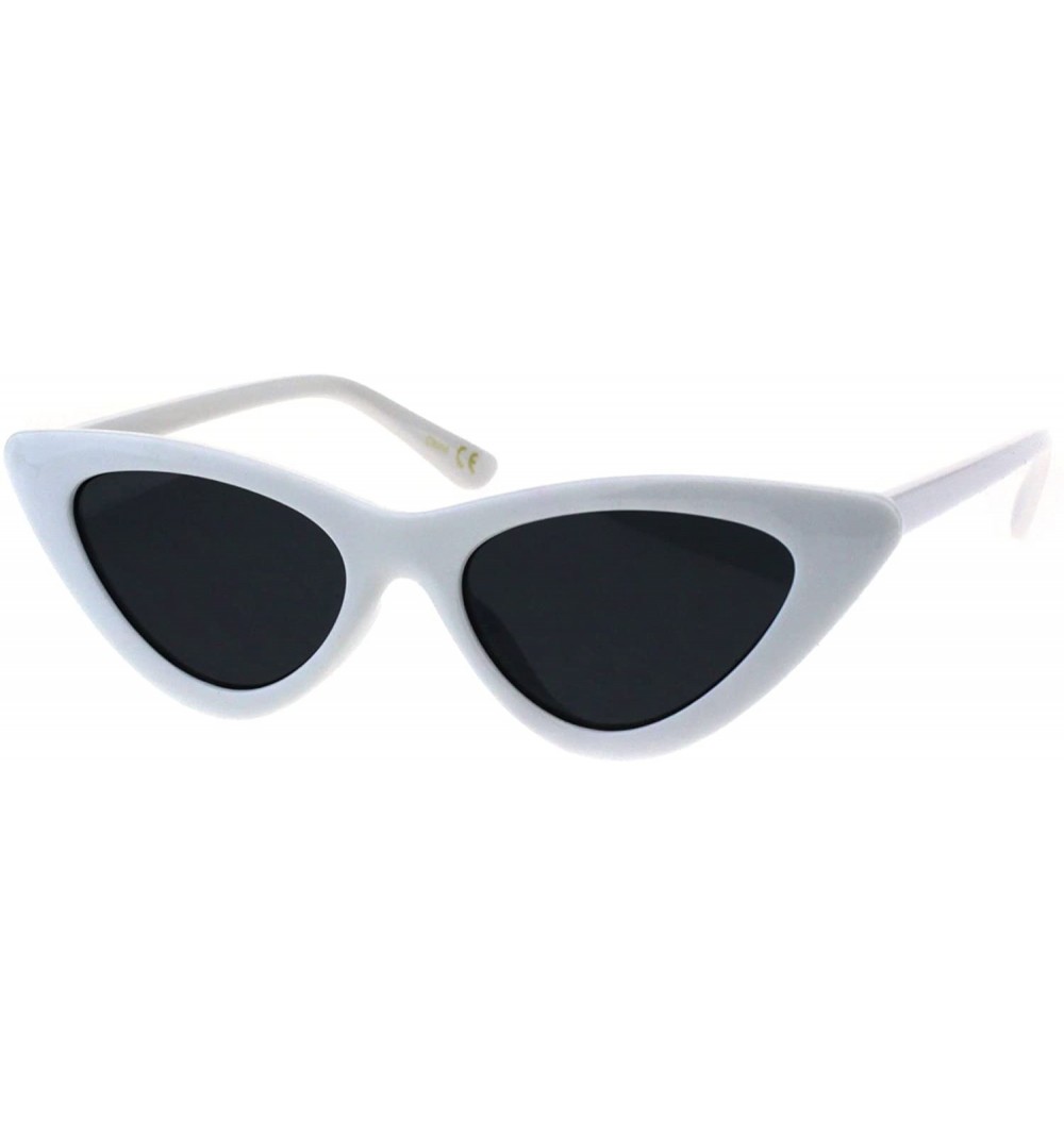 Cat Eye Womens Retro Classic Cat Eye Plastic Mod Sunglasses - White Black - CT18EIALYL3 $8.33