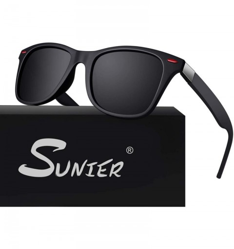 Square Polarized Sunglasses for Men Retro Classic Square Frame Shades SR003 - Z 0 Matte Black Frame Black Lens - CQ18T846XOE ...